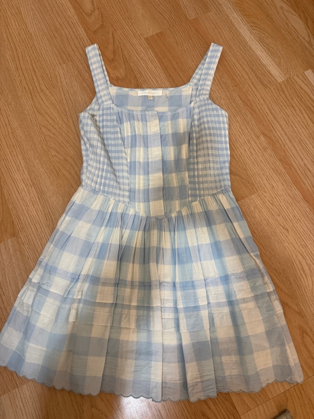 LoveShackFancy Light Blue and White Gingham Sundress
